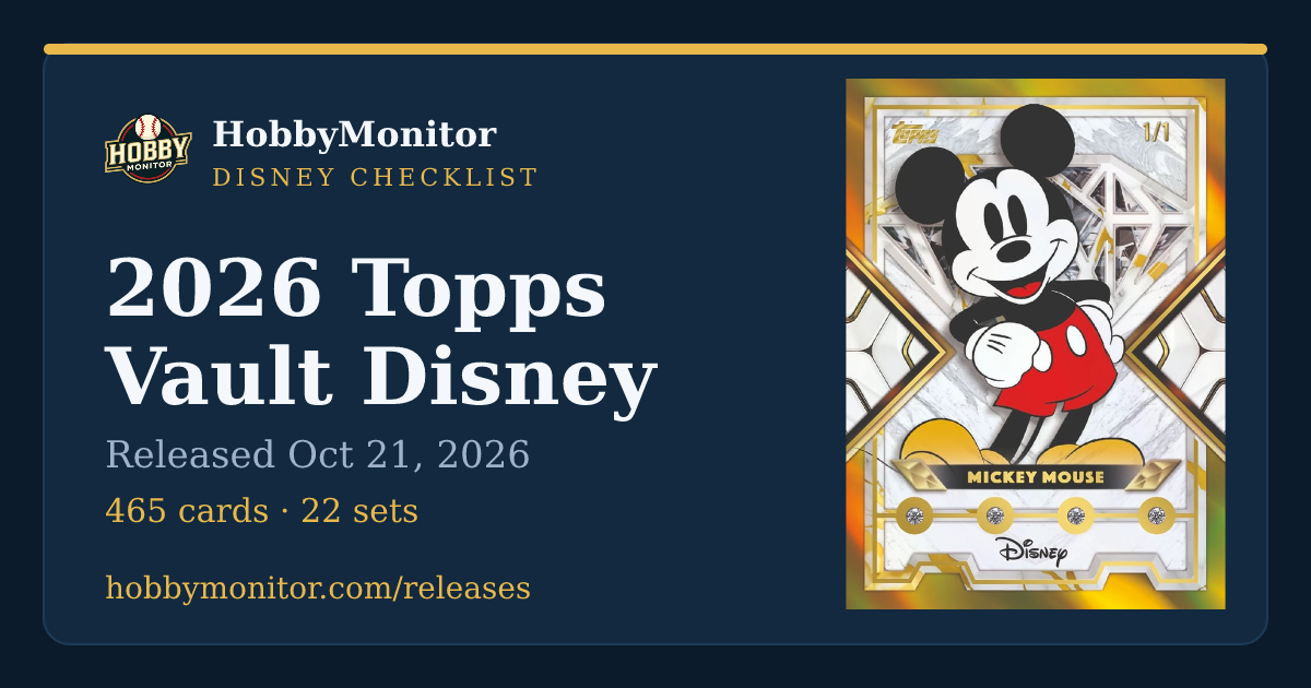 2026 Topps Vault Disney Checklist, Release Date & Parallels | HobbyMonitor