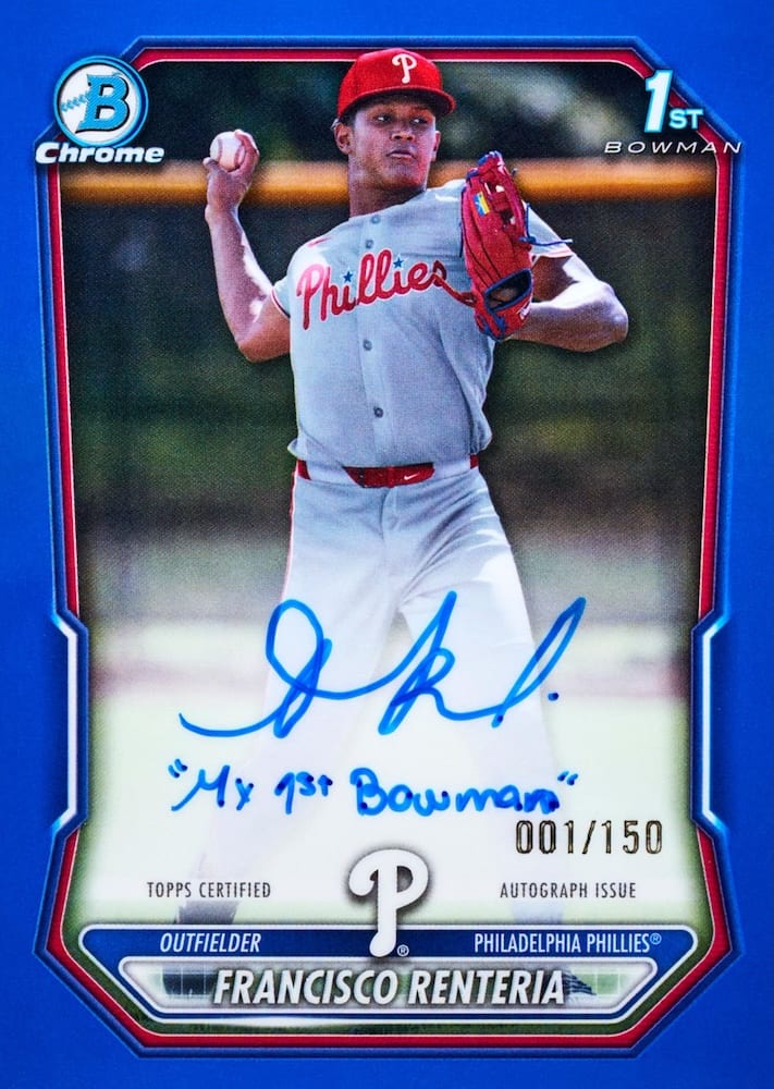 2026 Bowman Chrome Prospect Autographs Blue Refractor Francisco Renteria 1st Bowman
