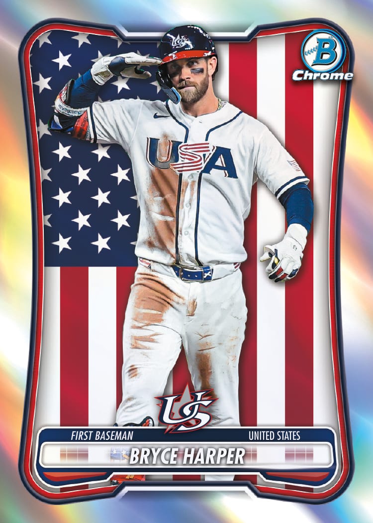 2026 Bowman Chrome WBC Flag Variation Refractor Bryce Harper