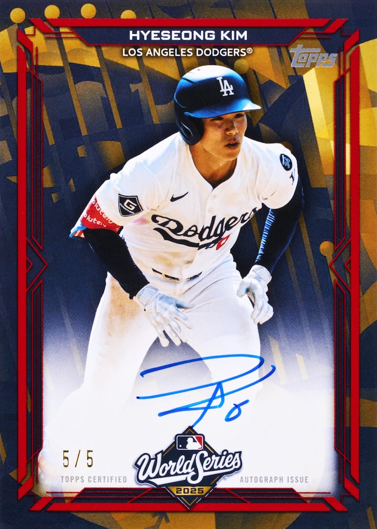 2026 Topps Series 2 Baseball Hyeseong Kim World Champion Autographs Red, Los Angeles Dodgers, numbered 5/5