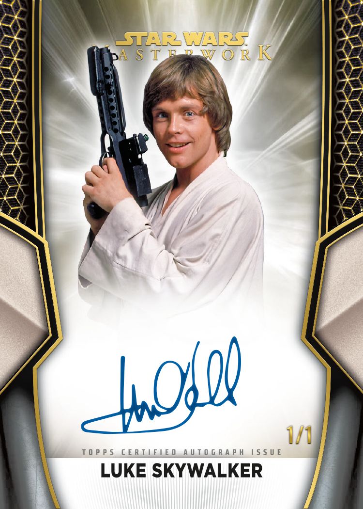 2025 Topps Star Wars Masterwork Luke Skywalker On Card Autograph Gold-Framed signed by Mark Hamill numbered 1/1