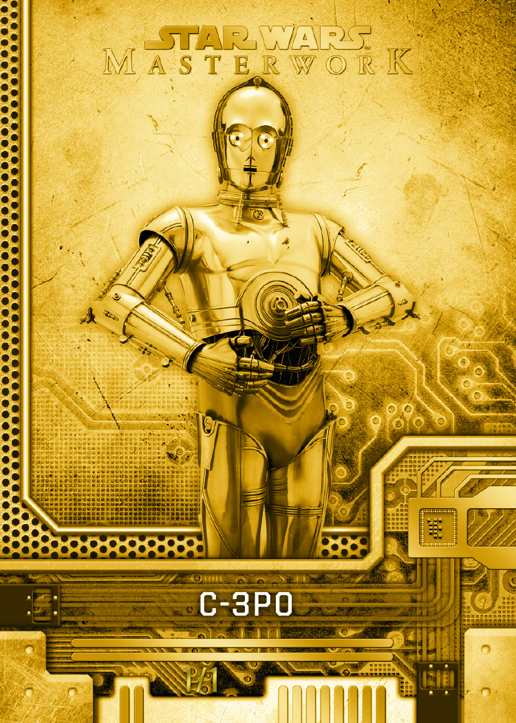 2025 Topps Star Wars Masterwork C-3PO Short Circuit Gold Metal numbered 1/1