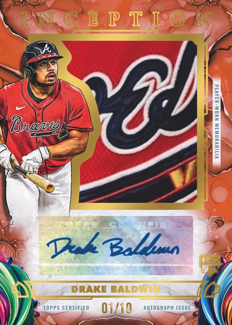 2025 Topps Inception Baseball Drake Baldwin Inception Autograph Jumbo Patch Orange numbered 01/10
