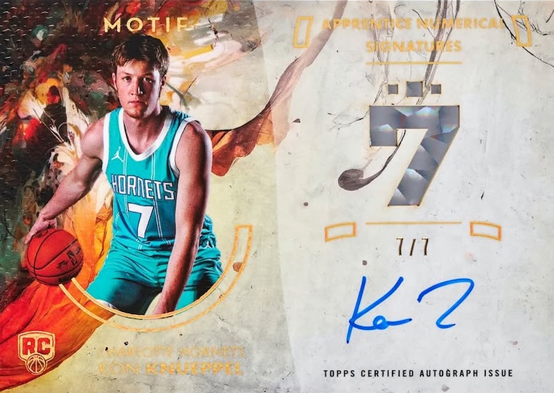 2025-26 Topps Motif Basketball Kon Knueppel Apprentice Numerical Autographs rookie autograph numbered 7/7, his jersey number
