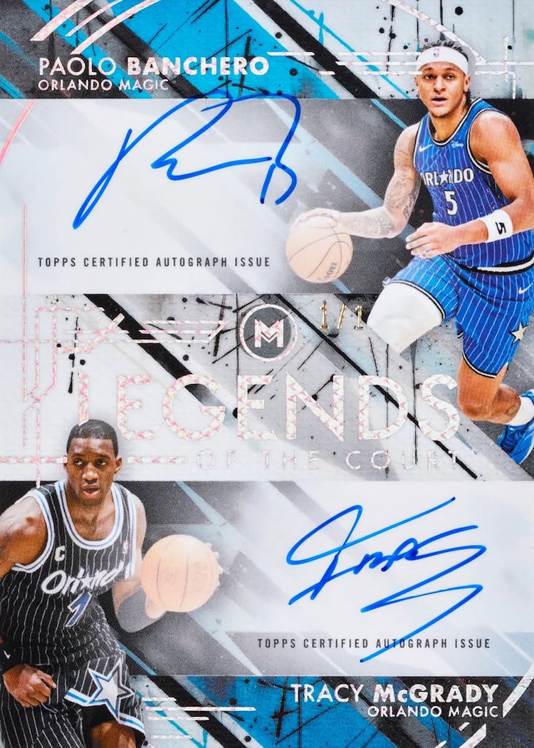 2025-26 Topps Motif Basketball Paolo Banchero and Tracy McGrady Legends of the Court Dual Signatures autograph numbered 1/1