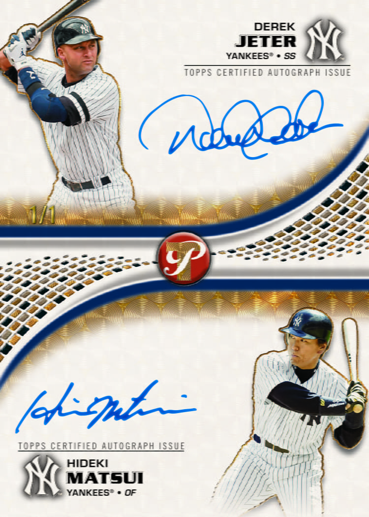 2026 Topps Pristine Baseball Derek Jeter and Hideki Matsui Pristine Pair Dual Autographs numbered 1/1