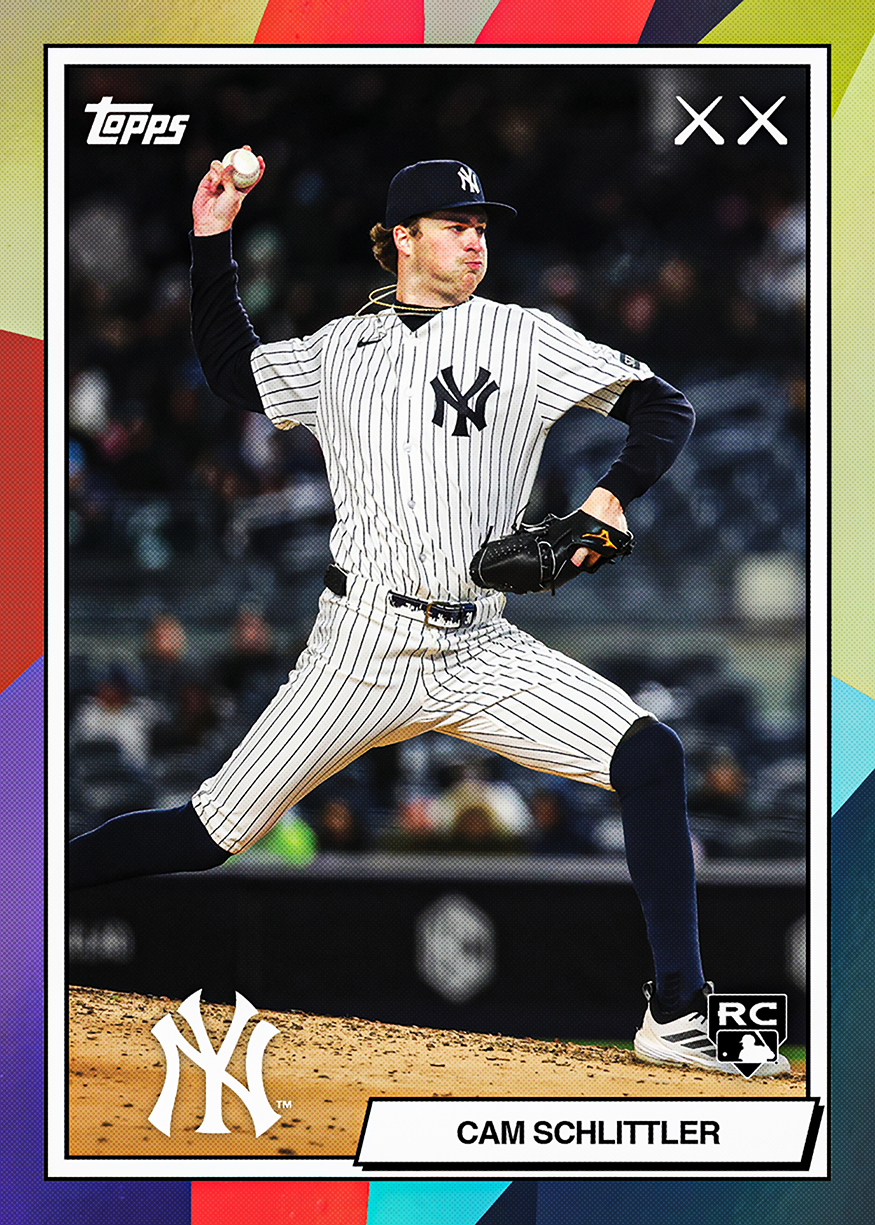 2026 Topps MLB x KAWS Cam Schlittler base design with RC logo