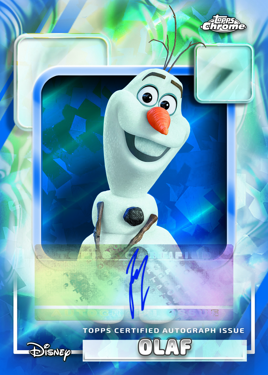 2026 Topps Chrome Sapphire Disney Olaf Authentic Autographs, Blue Sapphire, signed in blue ink