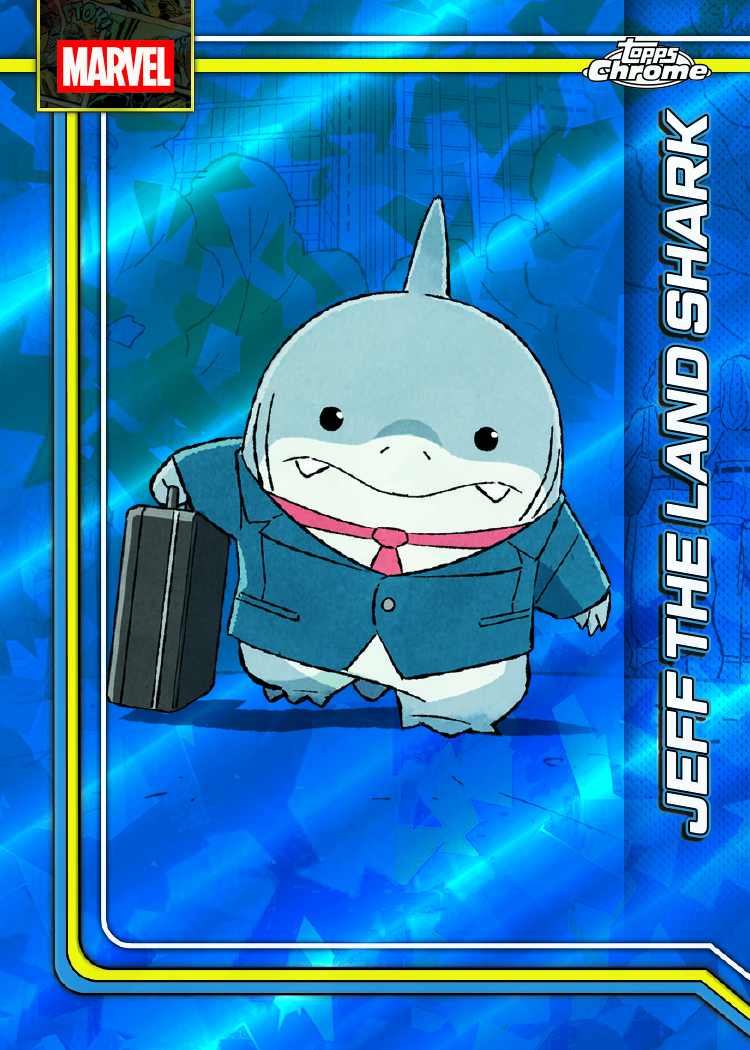 2026 Topps Chrome Sapphire Marvel Jeff the Land Shark base card, Blue Sapphire