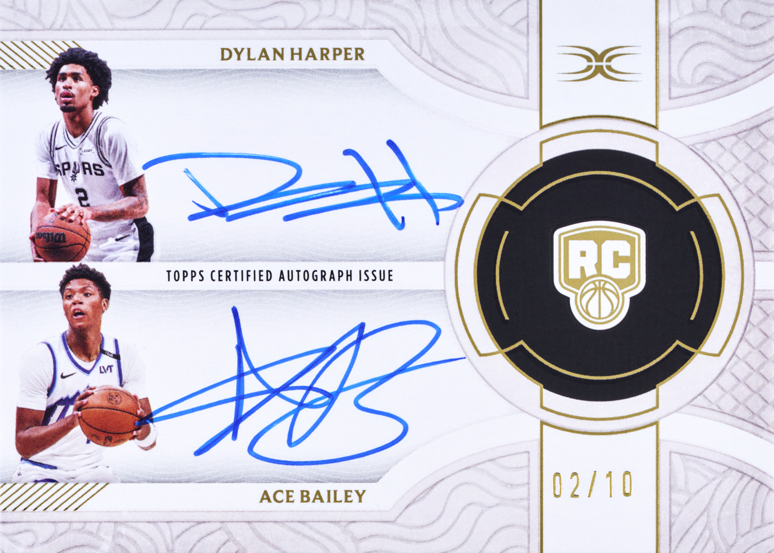 2025-26 Topps Definitive Basketball Dylan Harper and Ace Bailey Dual Rookie Autographs numbered 02/10