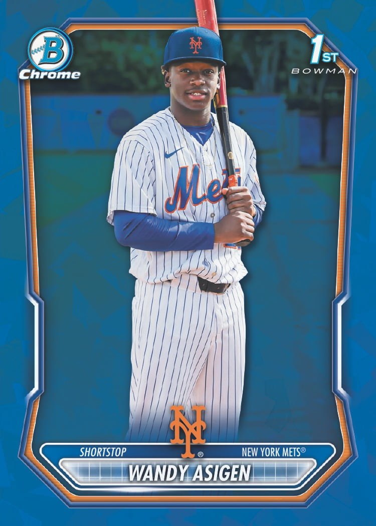 2026 Bowman Chrome Sapphire Wandy Asigen Bowman Chrome Prospects Sapphire with the 1st Bowman logo