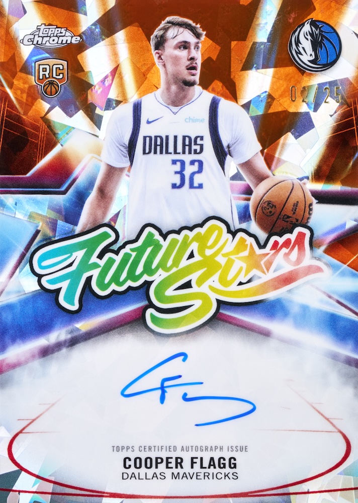 2025-26 Topps Chrome Update Basketball Sapphire Cooper Flagg Future Stars Autographs Orange Sapphire numbered 02/25