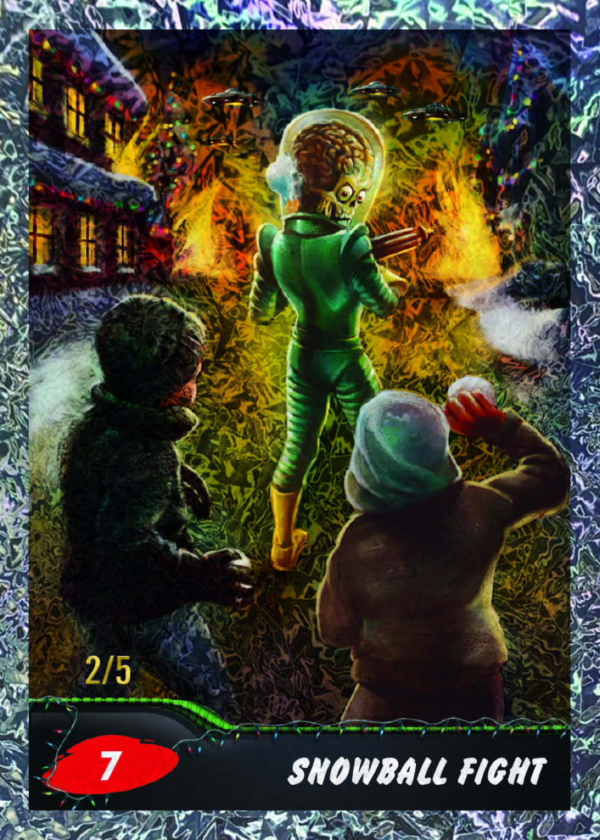 2026 Topps Mars Attacks Christmas #7 Snowball Fight numbered 2/5