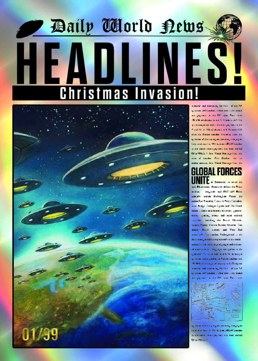 2026 Topps Mars Attacks Christmas Headlines Christmas Invasion! numbered 01/99