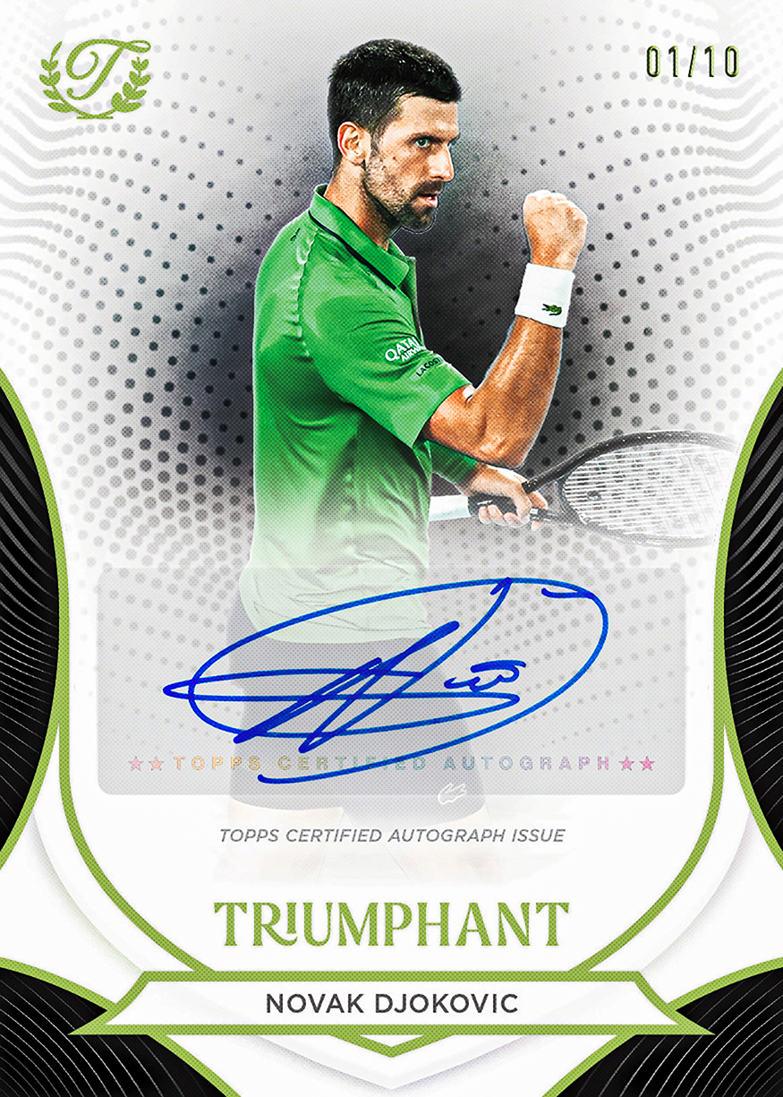 2026 Topps Triumphant Tennis Novak Djokovic autograph numbered 01/10