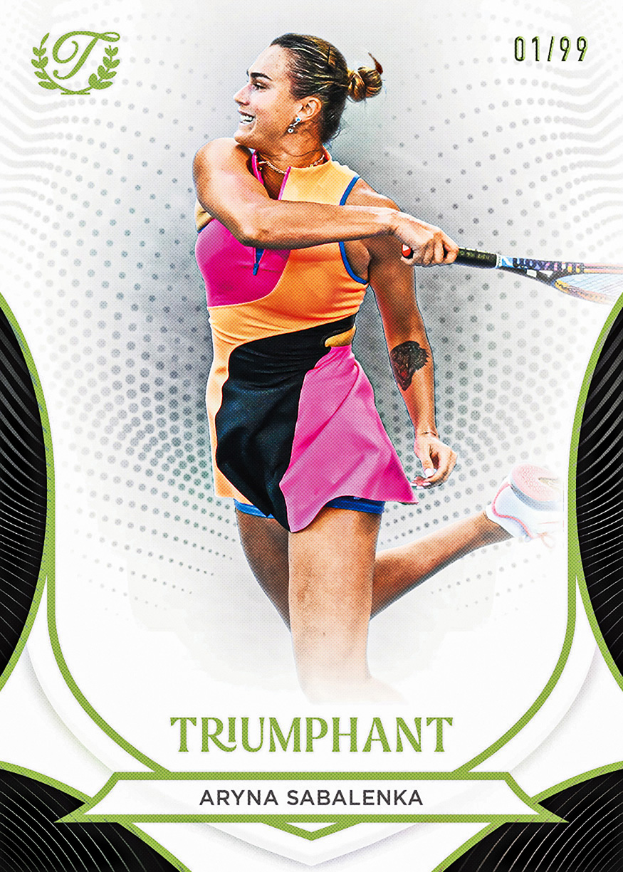 2026 Topps Triumphant Tennis Aryna Sabalenka base card numbered 01/99
