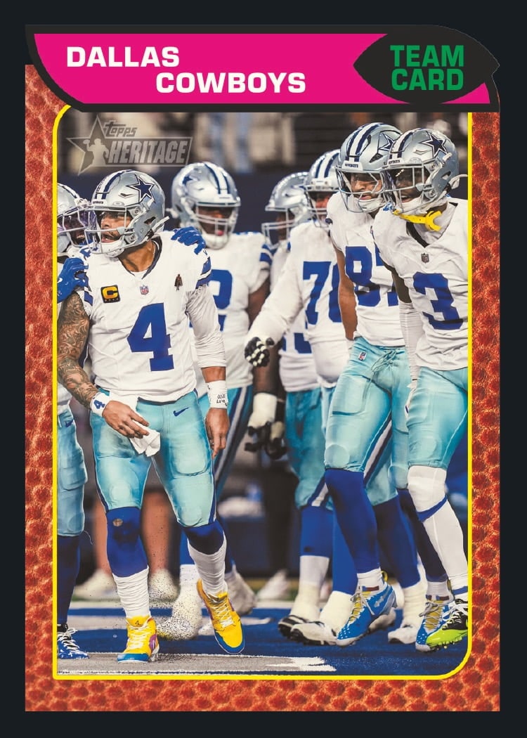 2026 Topps Heritage Football Dallas Cowboys Team Card, Black Border