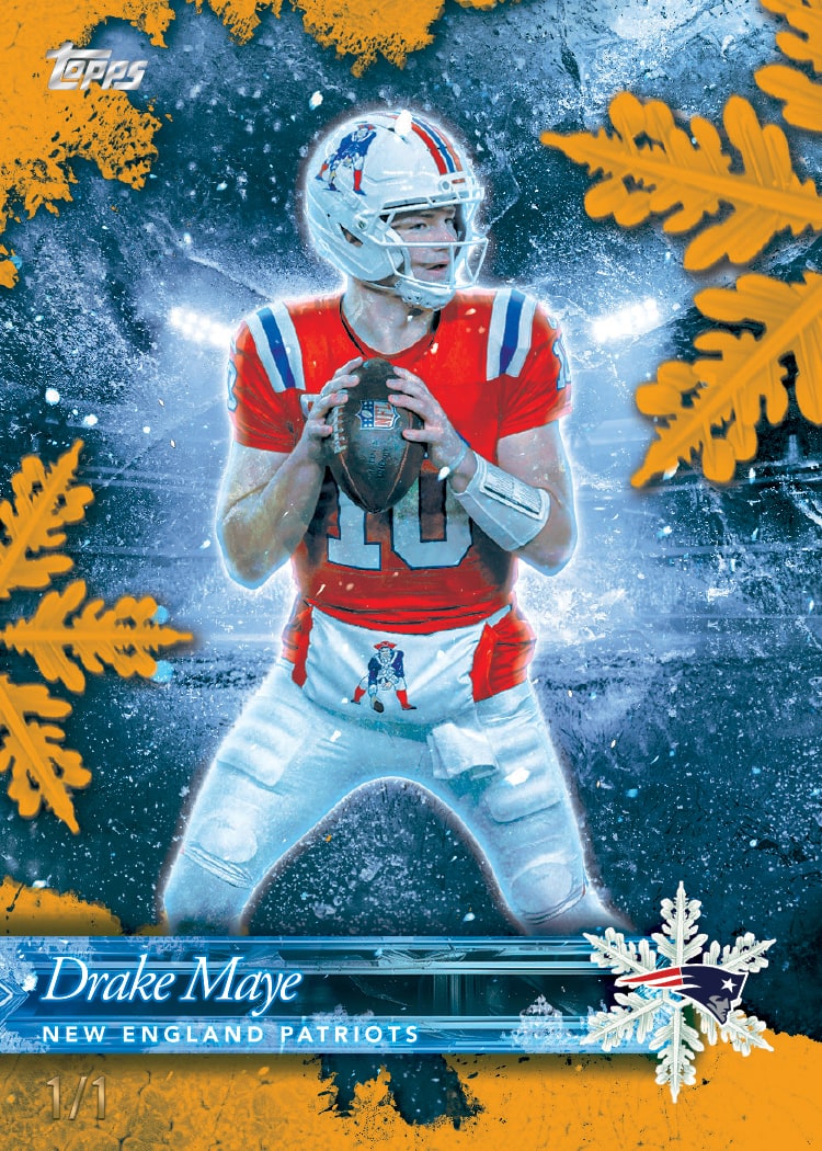 2026 Topps Holiday Football Drake Maye Frozen Fields numbered 1/1