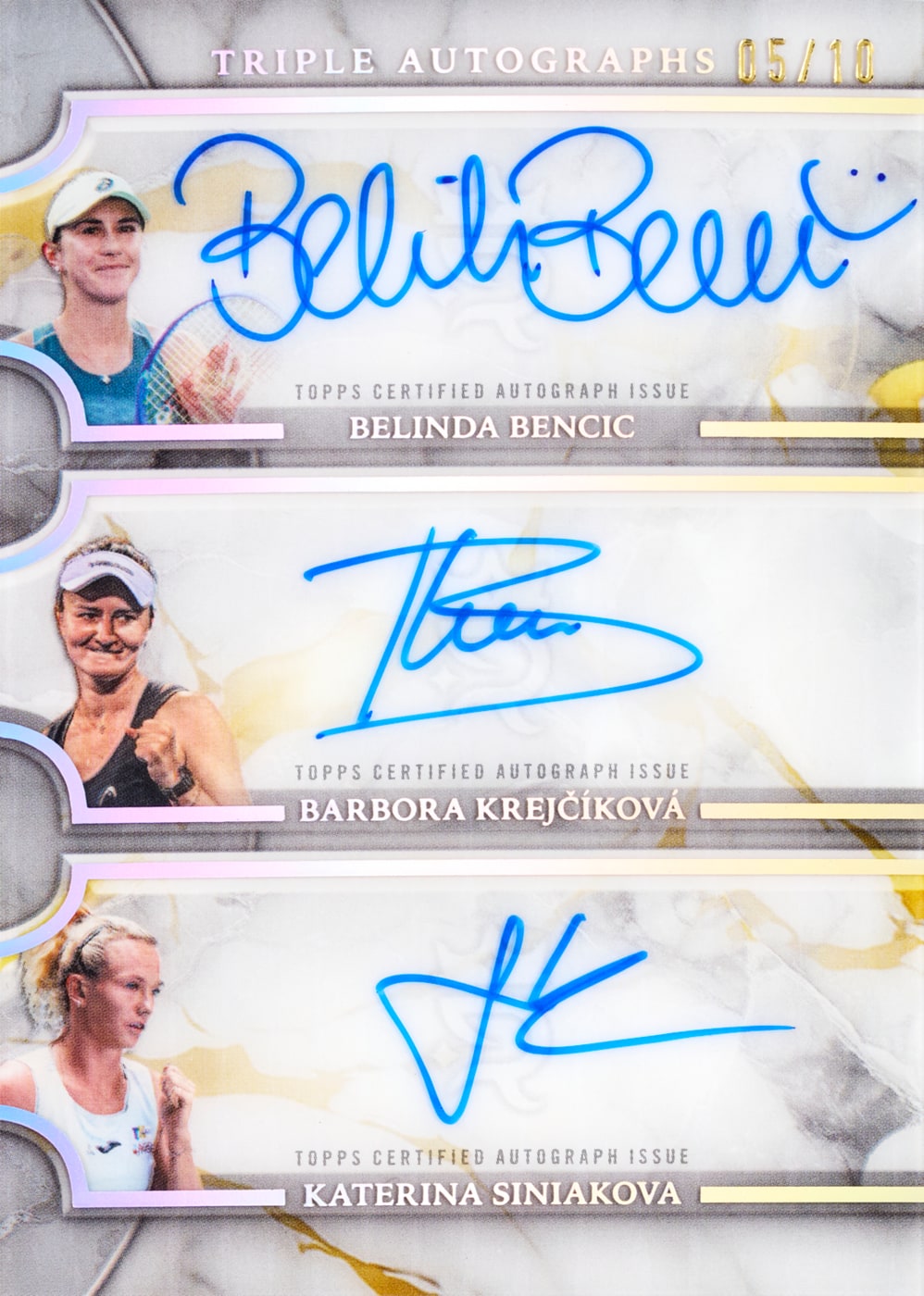 2026 Topps Royalty Tennis Belinda Bencic, Barbora Krejčíková and Katerina Siniakova Triple Autographs numbered 05/10