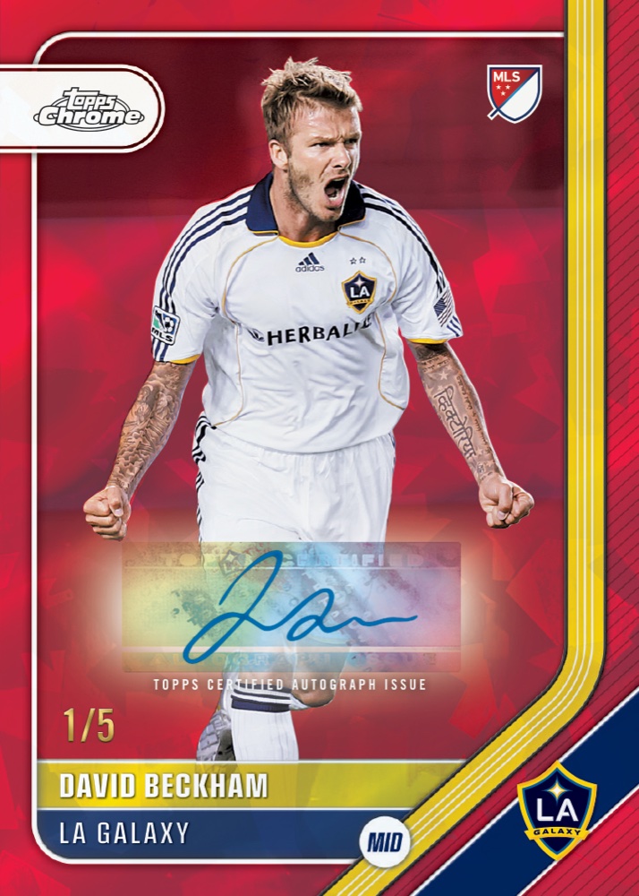 2026 Topps Chrome Sapphire MLS David Beckham Red Sapphire autograph numbered 1/5