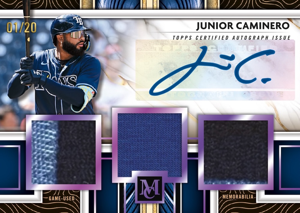 2026 Topps Museum Collection Junior Caminero Signature Swatches Triple Relic Autograph