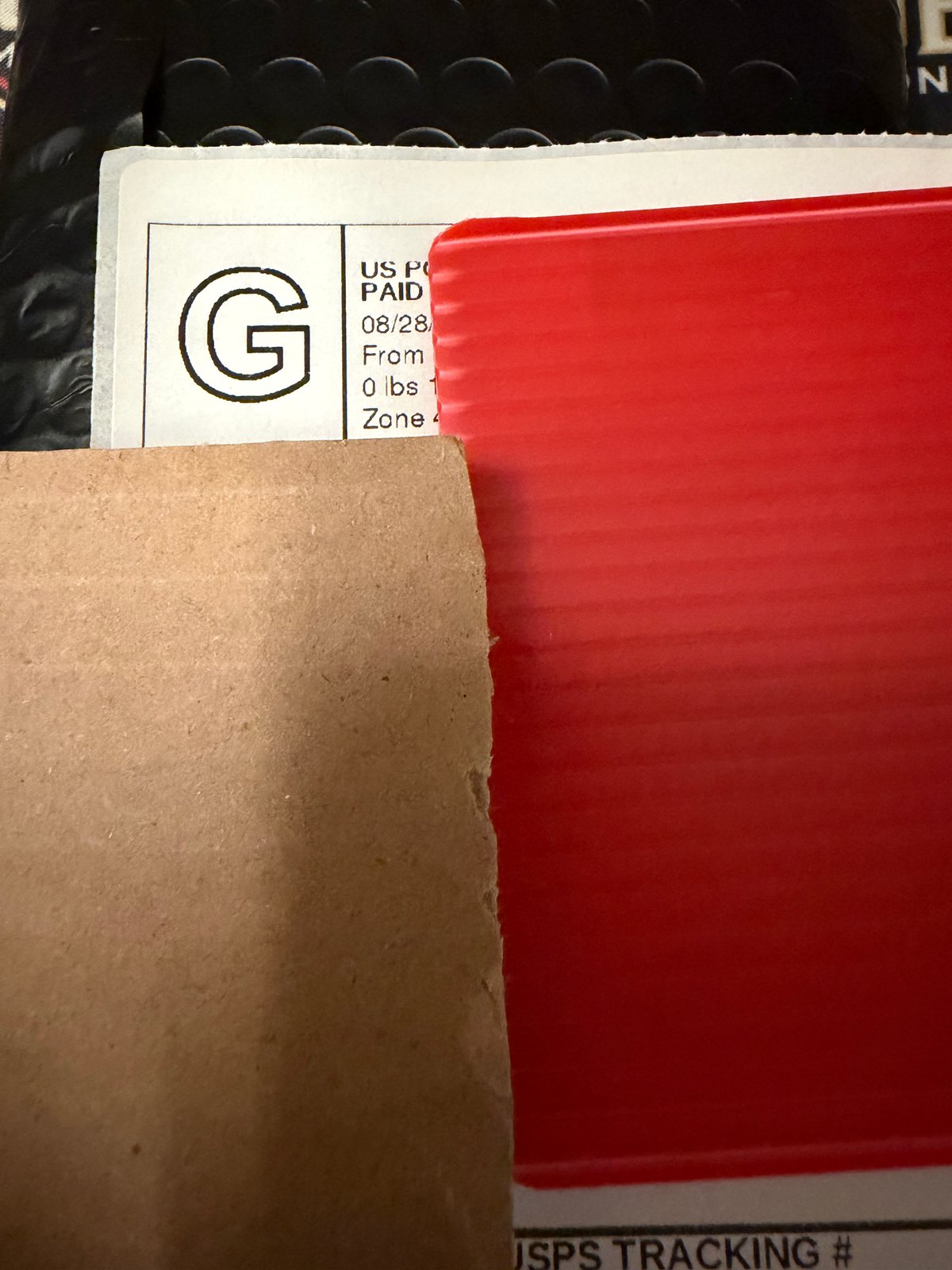Shipping label attached