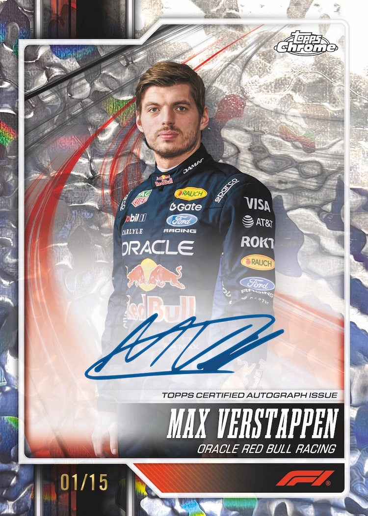 2026 Topps Chrome Formula 1 Max Verstappen Chrome Autographs Molten Mercury Refractor 01/15